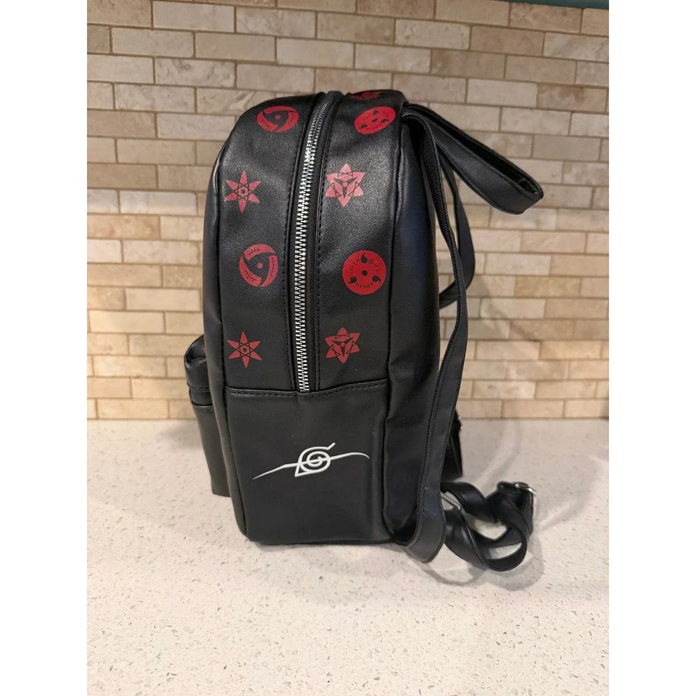 Naruto Shippuden Sasuke Uchiha Black Backpack Graphic Print Zip